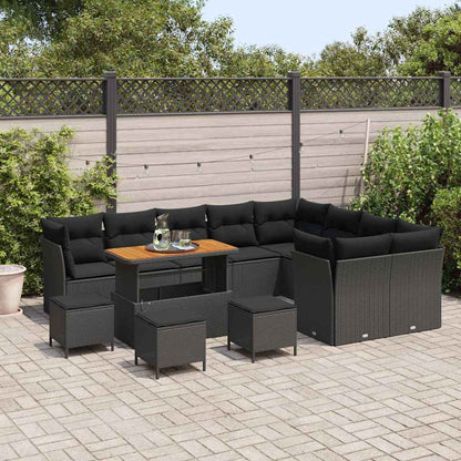 Garten-Sofa-Set 13 pcs Schwarz Poly-Rattan