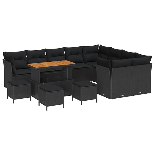 Garten-Sofa-Set 13 pcs Schwarz Poly-Rattan