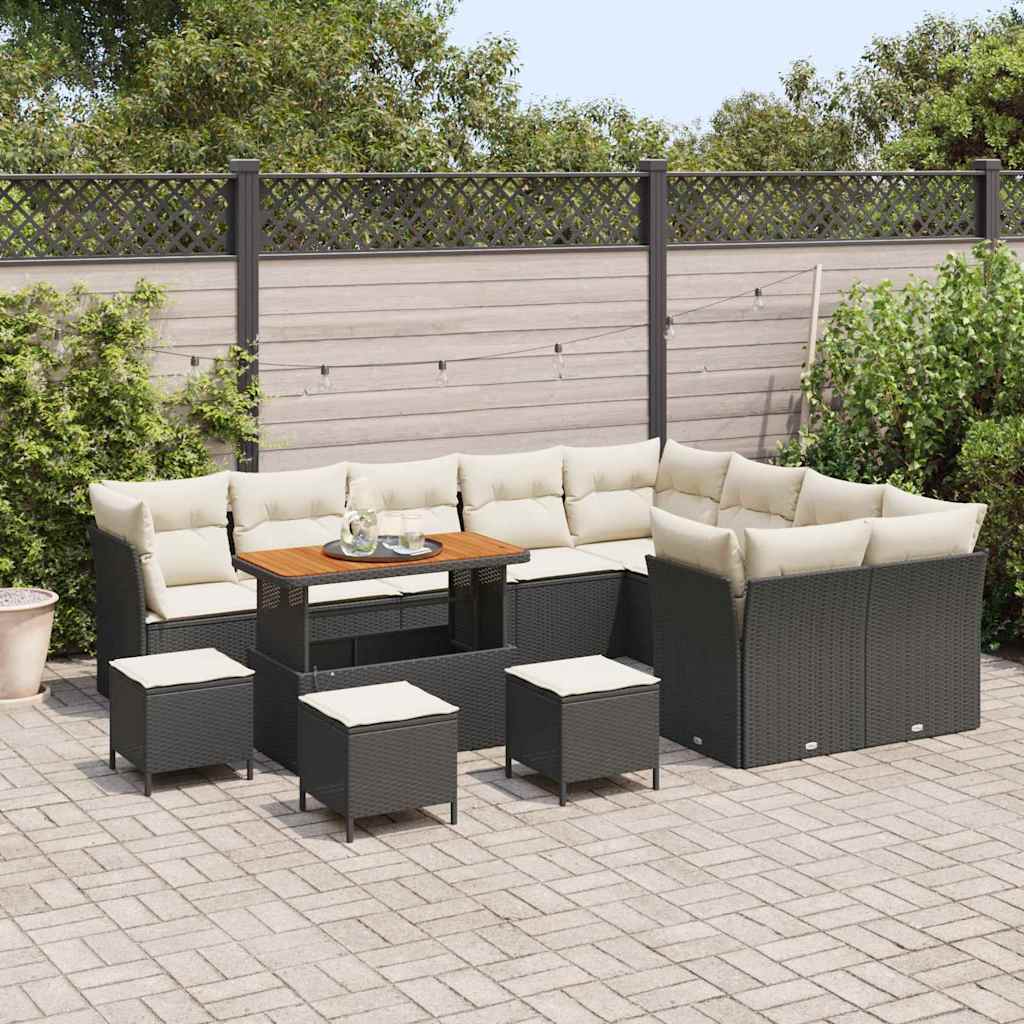Garten-Sofa-Set 13 pcs Schwarz Poly-Rattan