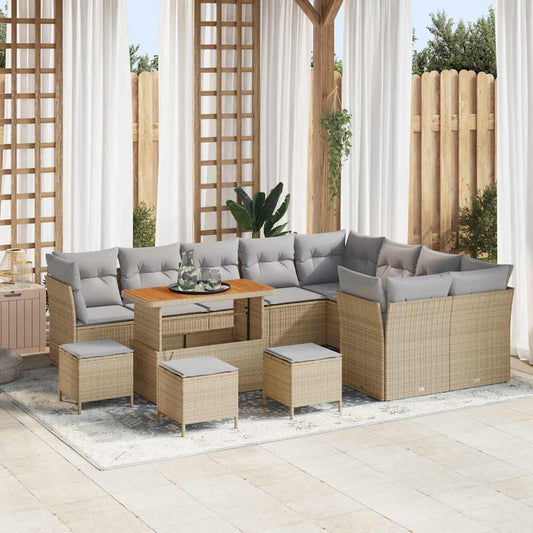 Garten-Sofa-Set 13 pcs Beige Poly-Rattan