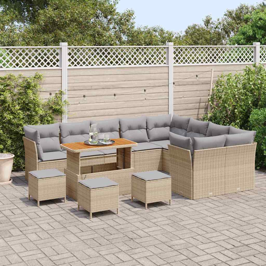 Garten-Sofa-Set 13 pcs Beige Poly-Rattan
