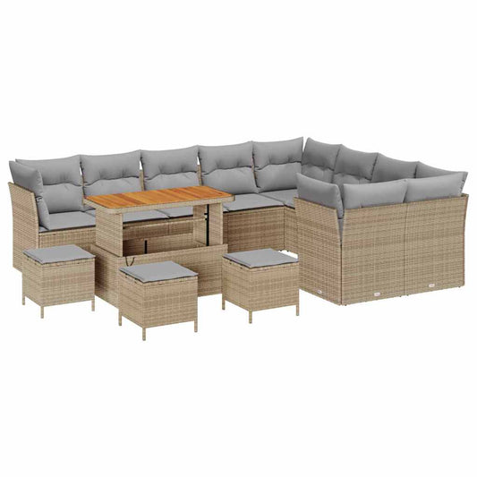 Garten-Sofa-Set 13 pcs Beige Poly-Rattan