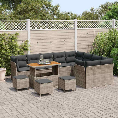 Garten-Sofa-Set 13 pcs Grau Poly-Rattan