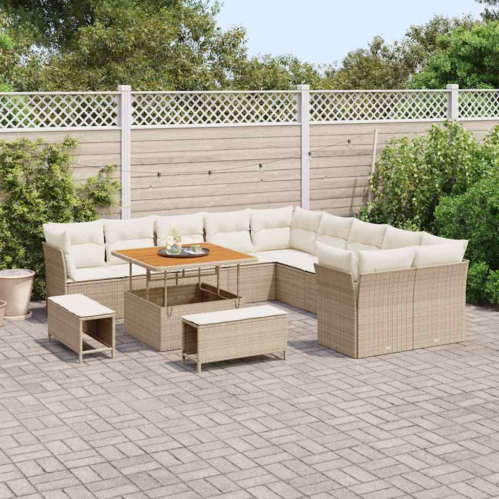 Garten-Sofa-Set 13 pcs Beige Poly-Rattan