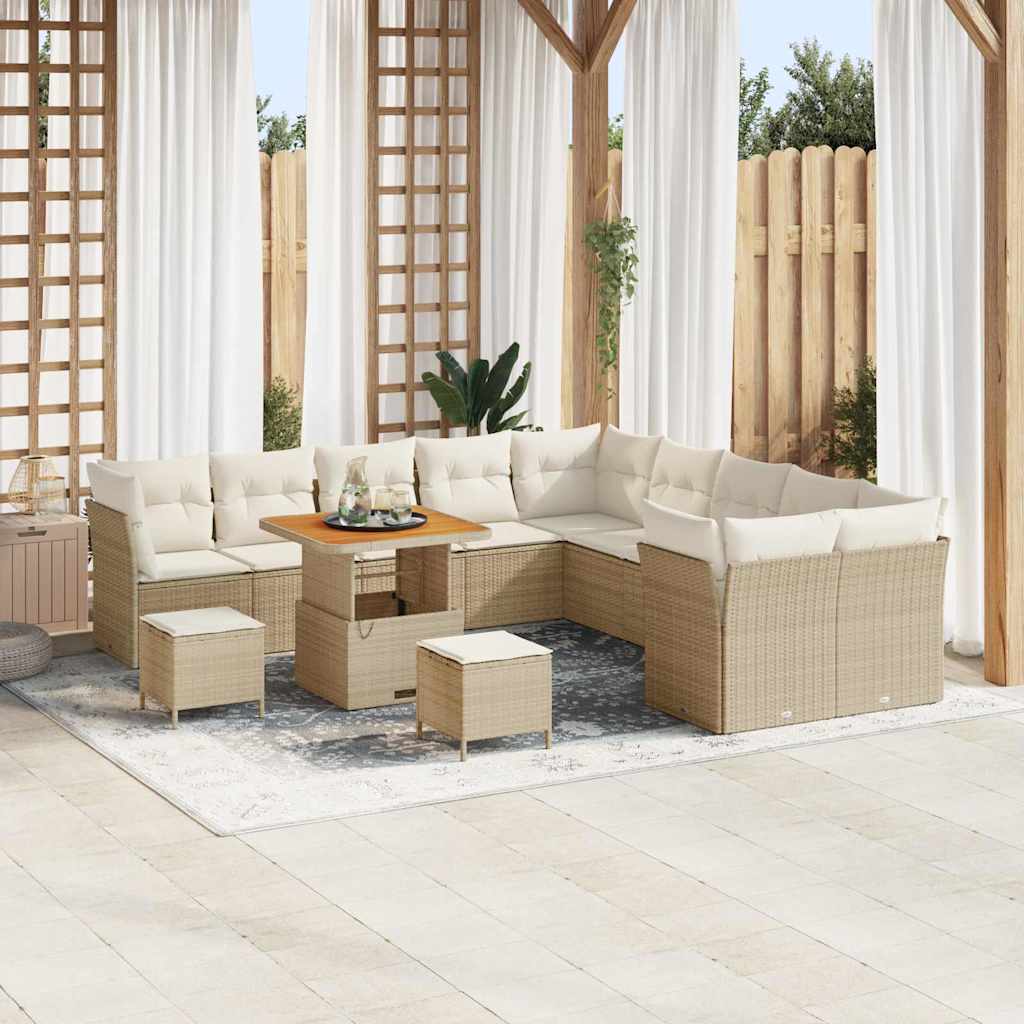 Garten-Sofa-Set 13 pcs Beige Poly-Rattan