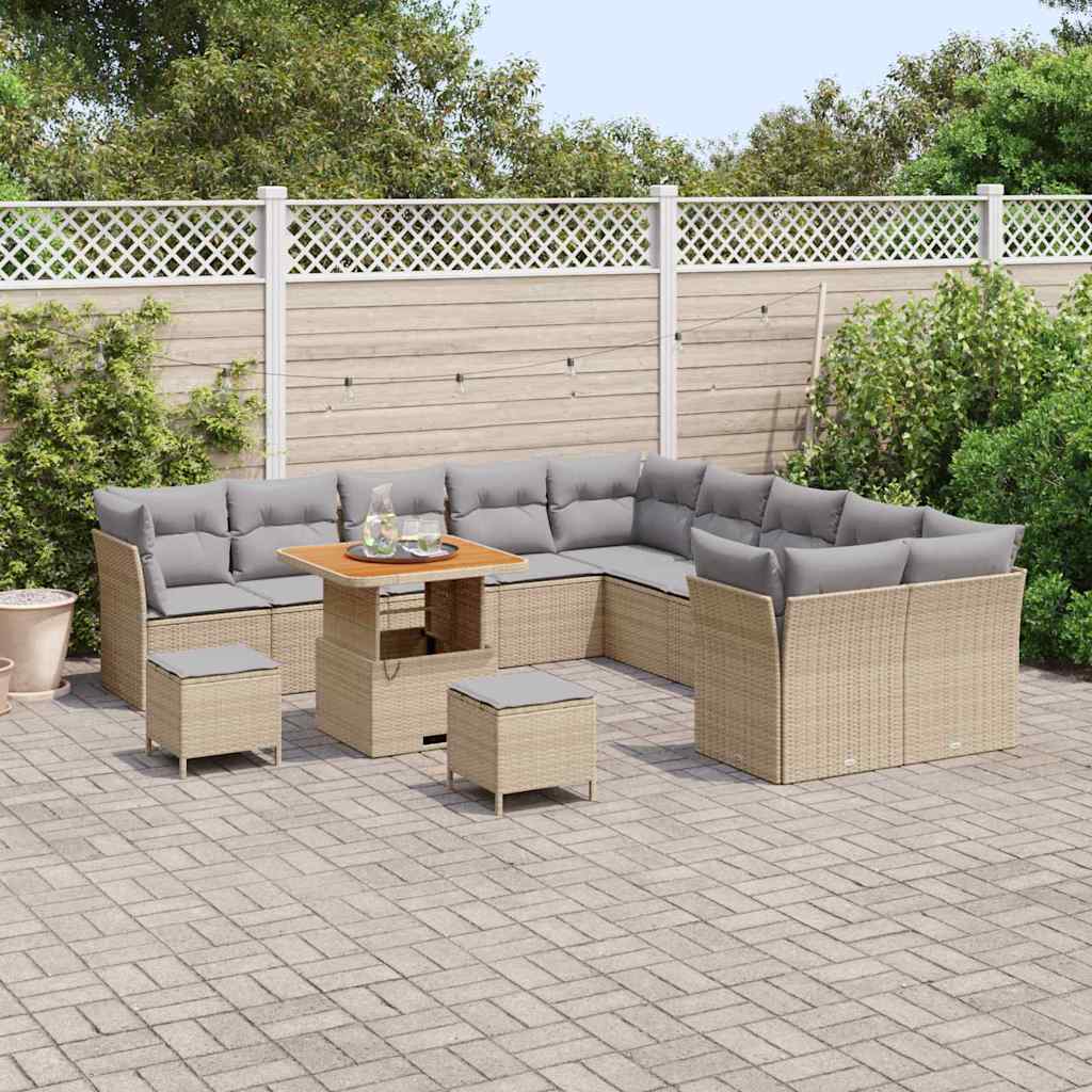 Garten-Sofa-Set 13 pcs Beige Poly-Rattan