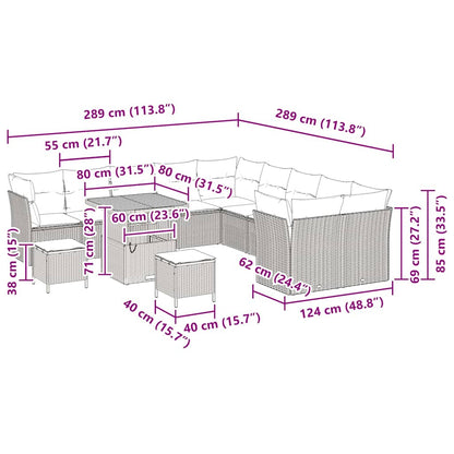 Garten-Sofa-Set 13 pcs Beige Poly-Rattan