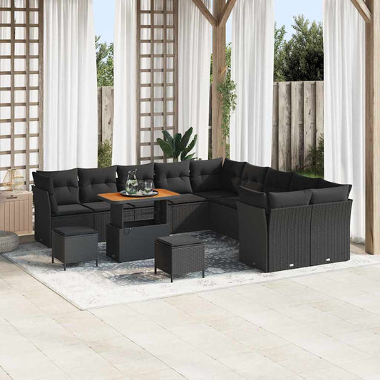 Garten-Sofa-Set 13 pcs Schwarz Poly-Rattan