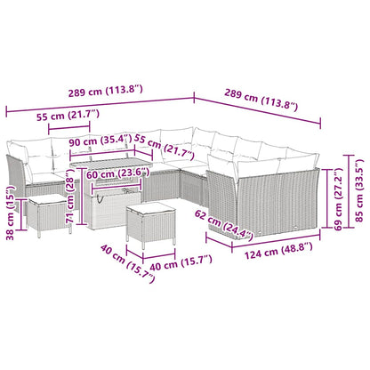 Garten-Sofa-Set 13 pcs Schwarz Poly-Rattan