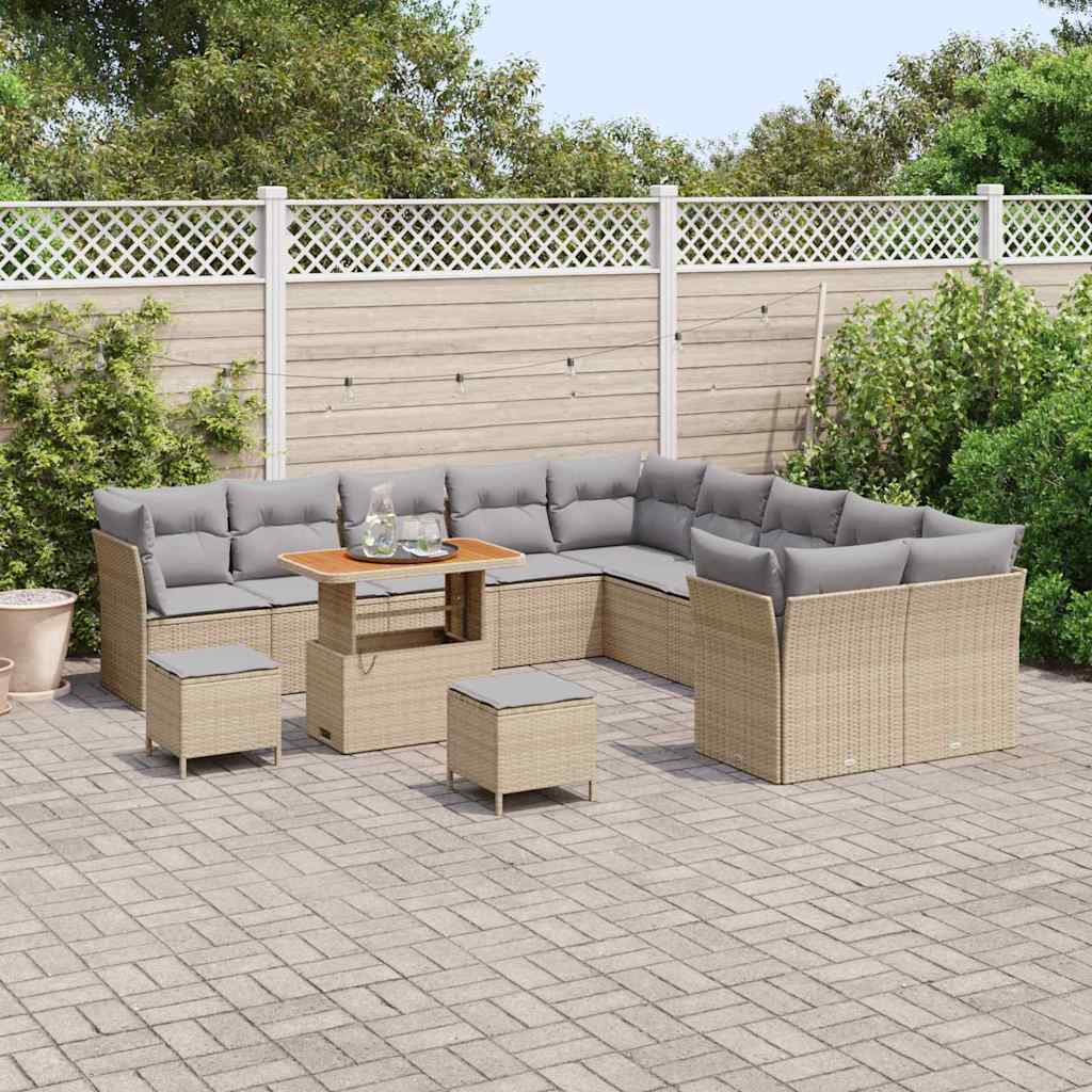 Garten-Sofa-Set 13 pcs Beige Poly-Rattan