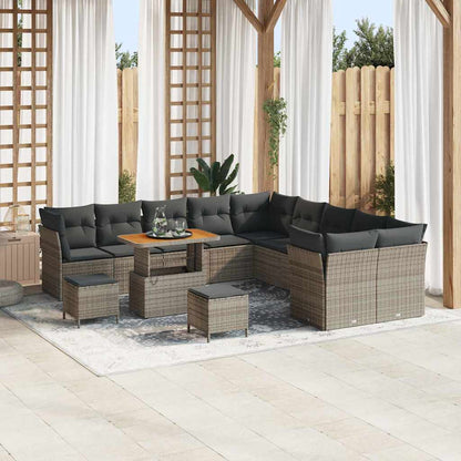 Garten-Sofa-Set 13 pcs Grau Poly-Rattan