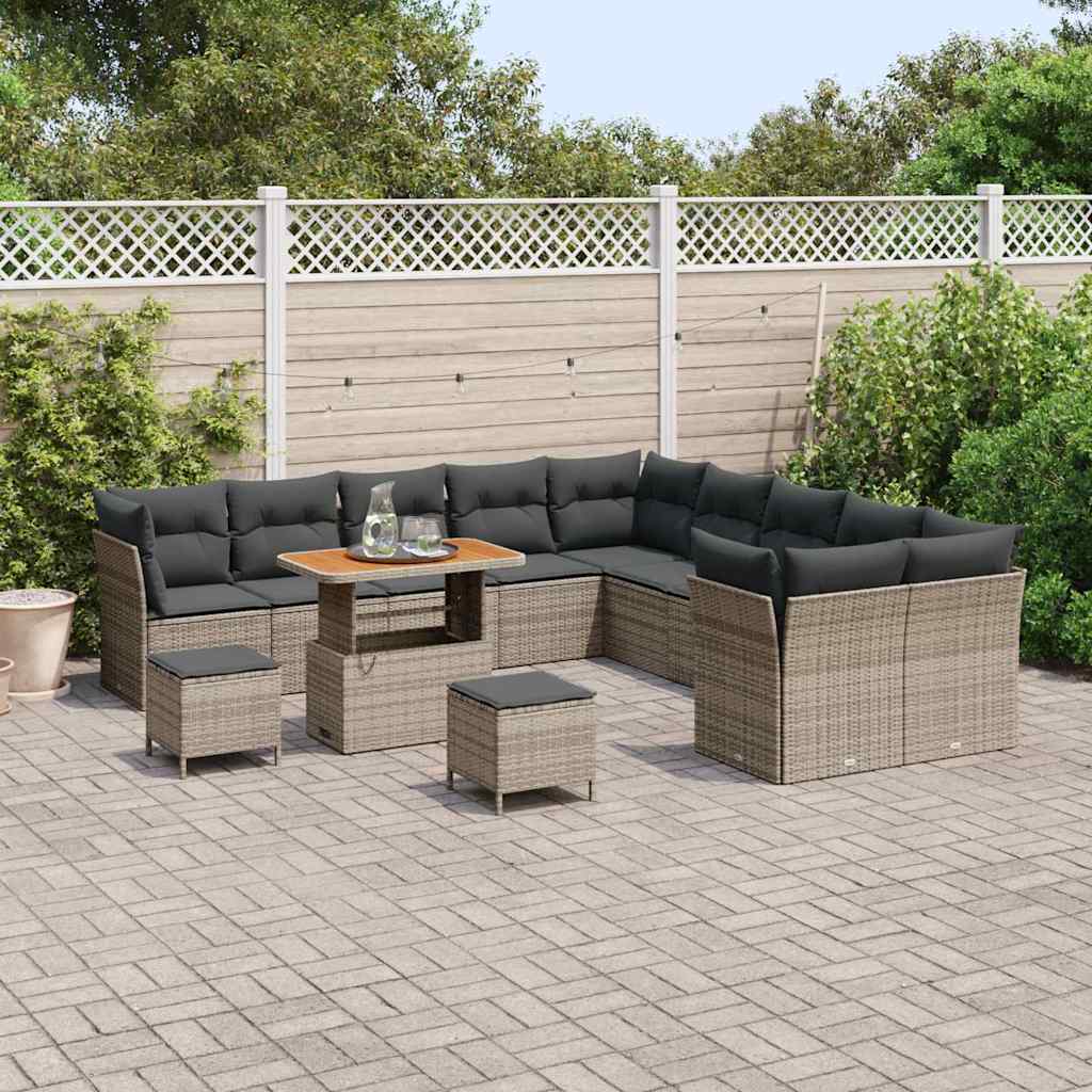 Garten-Sofa-Set 13 pcs Grau Poly-Rattan