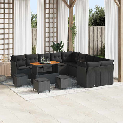 Garten-Sofa-Set 14 pcs Schwarz Poly-Rattan