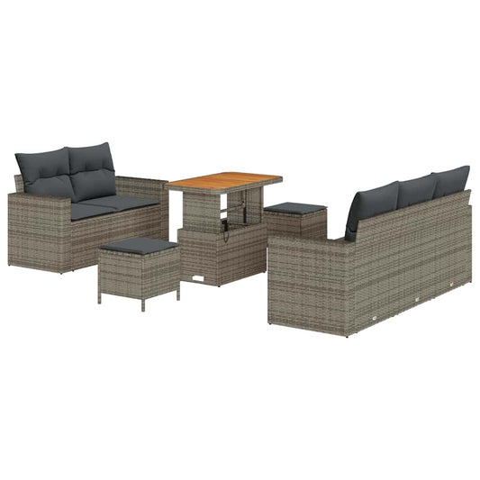 Gartensofa-set mit Kissen 8 pcs Grau Poly-Rattan