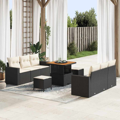 Garten-Sofa-Set 9 pcs Schwarz Poly-Rattan