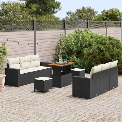 Garten-Sofa-Set 9 pcs Schwarz Poly-Rattan