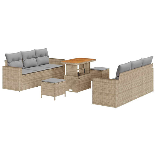 Garten-Sofa-Set 9 pcs Beige Poly-Rattan