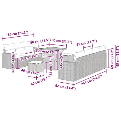 Garten-Sofa-Set 10 pcs Beige Poly-Rattan