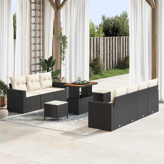 Garten-Sofa-Set 10 pcs Schwarz Poly-Rattan