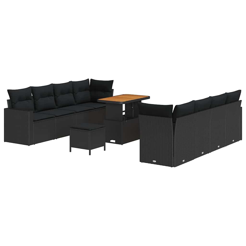 Garten-Sofa-Set 11 pcs Schwarz Poly-Rattan