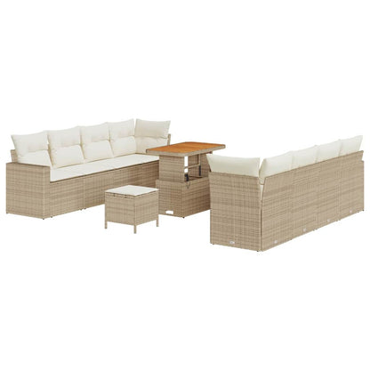 Garten-Sofa-Set 11 pcs Beige Poly-Rattan