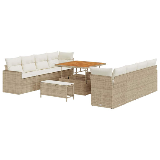Garten-Sofa-Set 11 pcs Beige Poly-Rattan