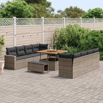 Garten-Sofa-Set 11 pcs Grau Poly-Rattan
