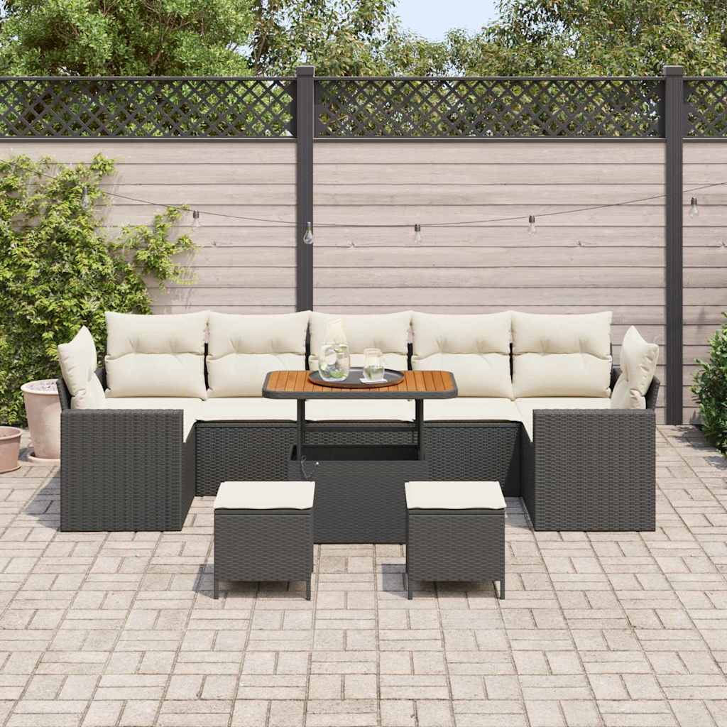 Garten-Sofa-Set 10 pcs Schwarz Poly-Rattan