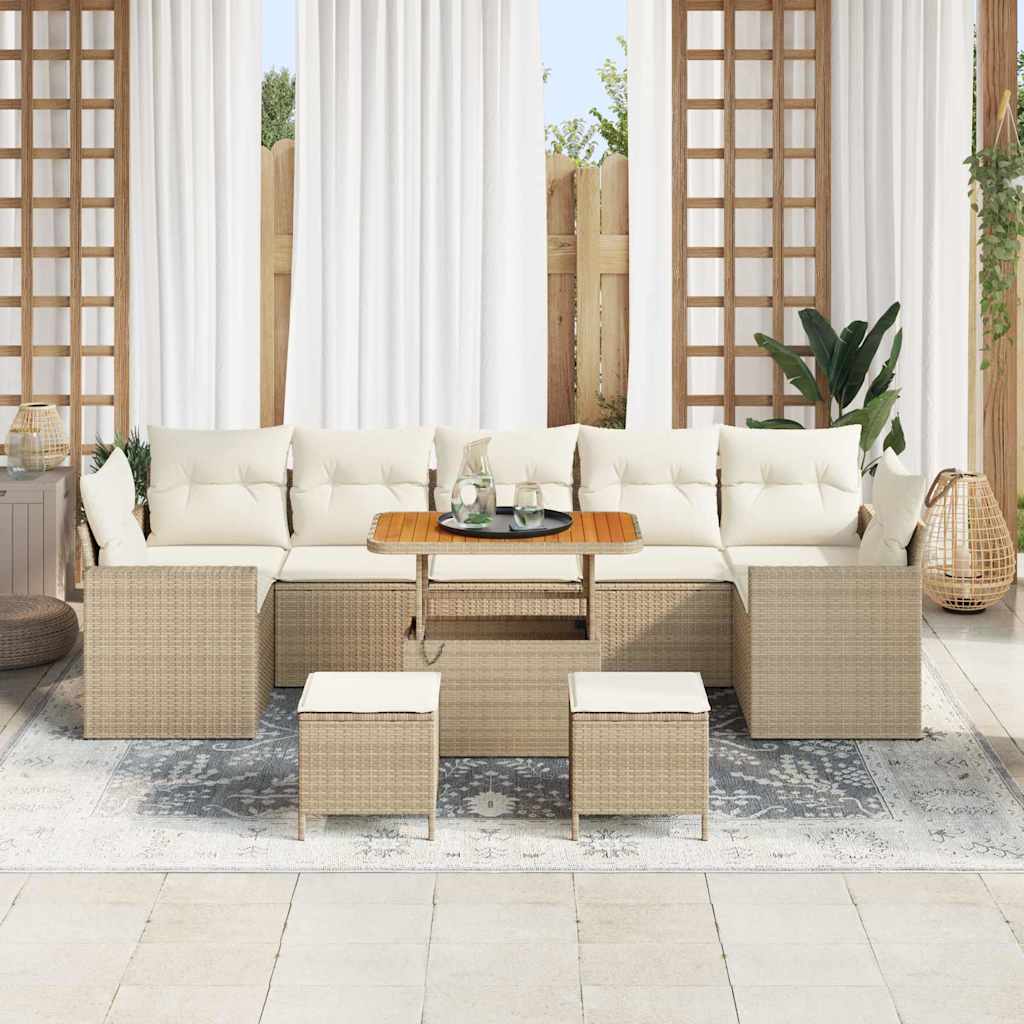 Garten-Sofa-Set 10 pcs Beige Poly-Rattan