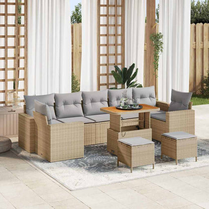 Garten-Sofa-Set 10 pcs Beige Poly-Rattan