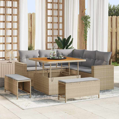 Garten-Sofa-Set 8 pcs Beige Poly-Rattan