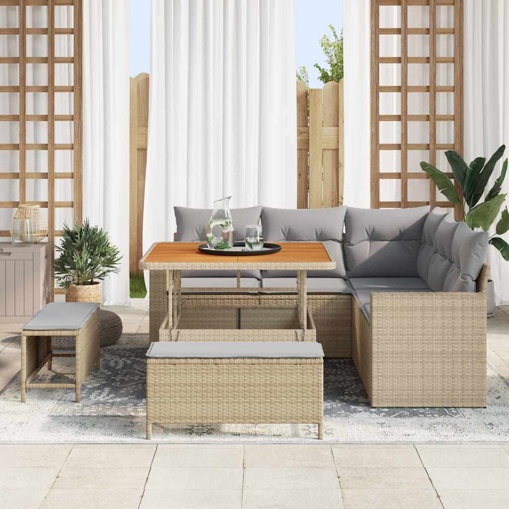 Garten-Sofa-Set 8 pcs Beige Poly-Rattan