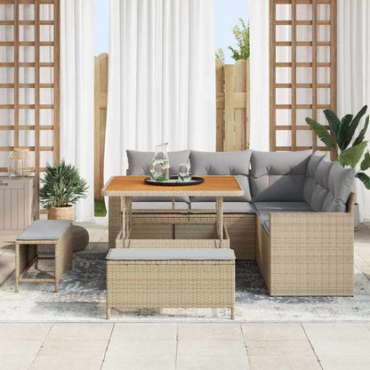Garten-Sofa-Set 8 pcs Beige Poly-Rattan