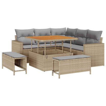 Garten-Sofa-Set 8 pcs Beige Poly-Rattan