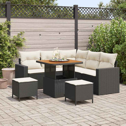 Garten-Sofa-Set 8 pcs Schwarz Poly-Rattan