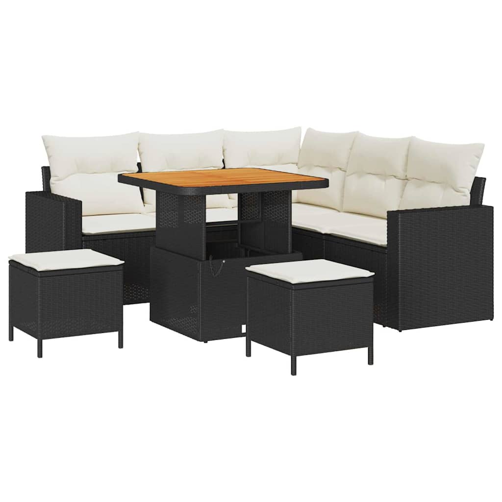 Garten-Sofa-Set 8 pcs Schwarz Poly-Rattan