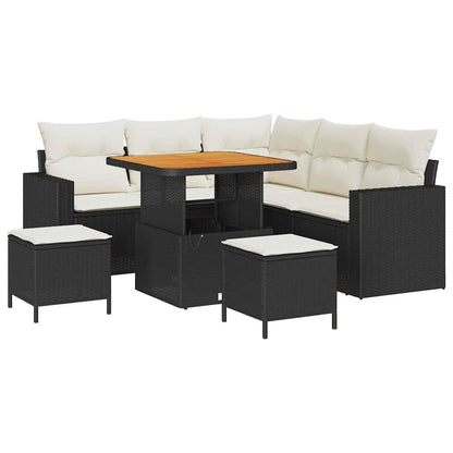 Garten-Sofa-Set 8 pcs Schwarz Poly-Rattan