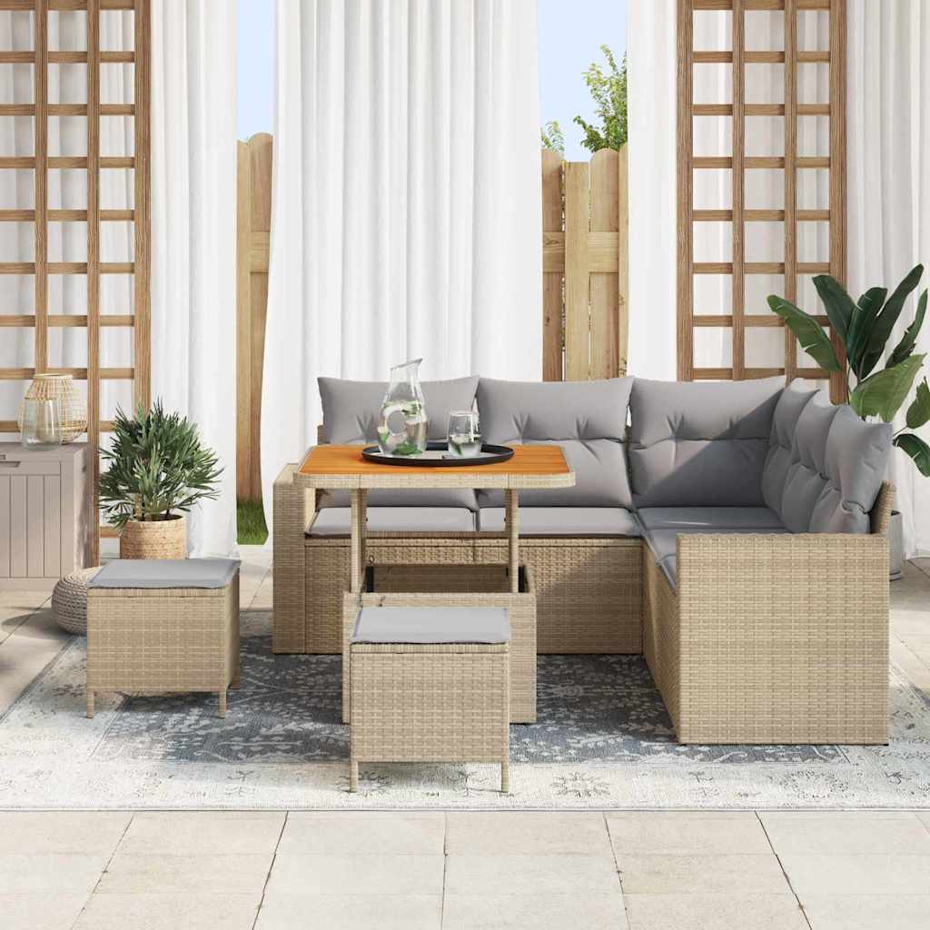Garten-Sofa-Set 8 pcs Beige Poly-Rattan