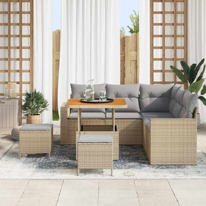 Garten-Sofa-Set 8 pcs Beige Poly-Rattan