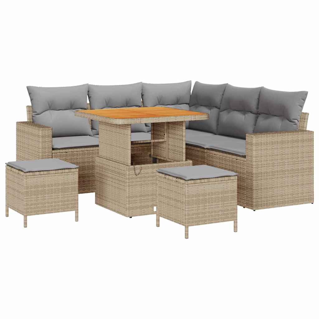 Garten-Sofa-Set 8 pcs Beige Poly-Rattan