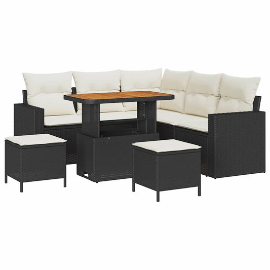 Garten-Sofa-Set 8 pcs Schwarz Poly-Rattan