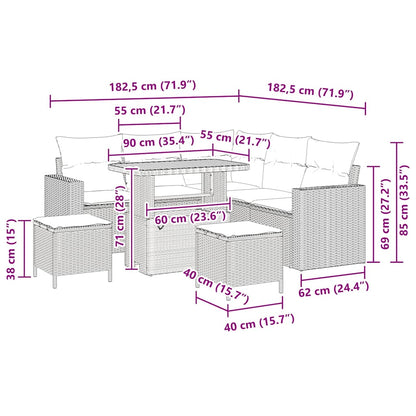 Garten-Sofa-Set 8 pcs Schwarz Poly-Rattan