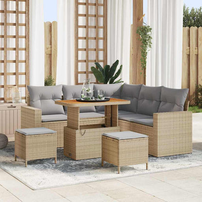 Garten-Sofa-Set 8 pcs Beige Poly-Rattan