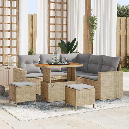 Garten-Sofa-Set 8 pcs Beige Poly-Rattan
