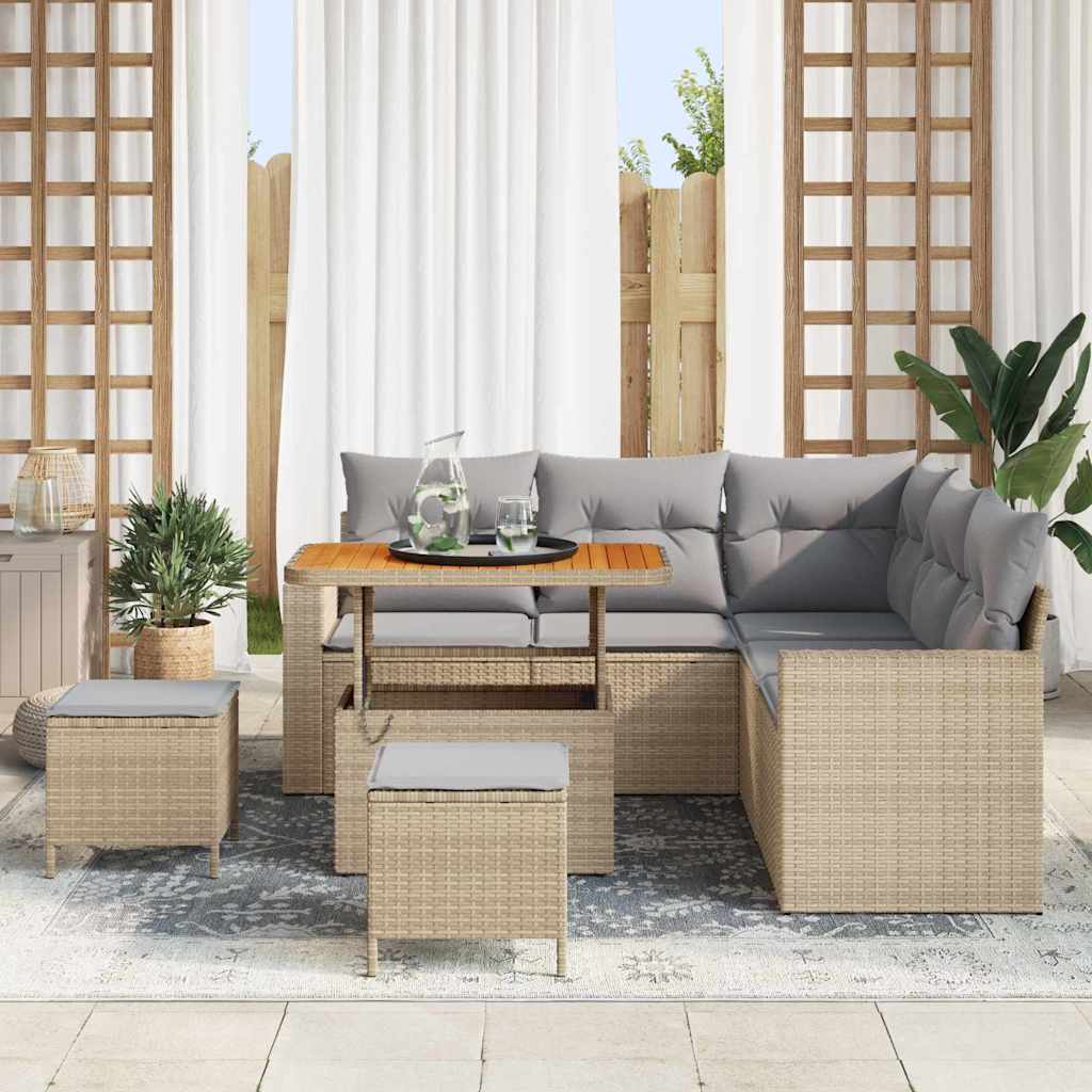 Garten-Sofa-Set 8 pcs Beige Poly-Rattan