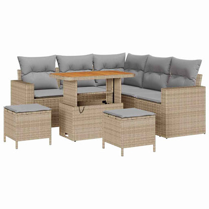 Garten-Sofa-Set 8 pcs Beige Poly-Rattan