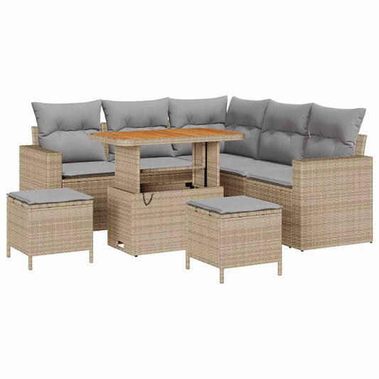 Garten-Sofa-Set 8 pcs Beige Poly-Rattan