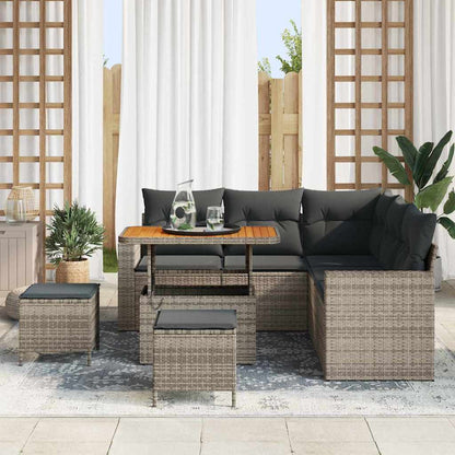 Garten-Sofa-Set 8 pcs Grau Poly-Rattan