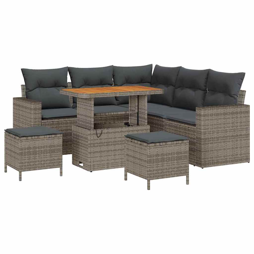 Garten-Sofa-Set 8 pcs Grau Poly-Rattan