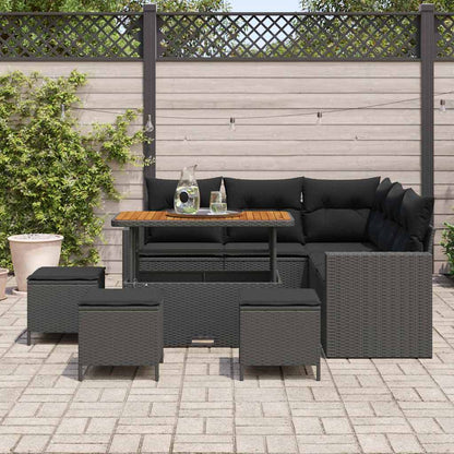 Garten-Sofa-Set 9 pcs Schwarz Poly-Rattan